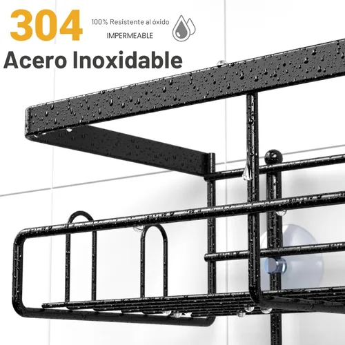 Miniatura 3 de AKTECKE Organizador de baño colgante para ducha: estante a prueba de óxido para ducha interior, sin estantes de perforación sobre el cabezal