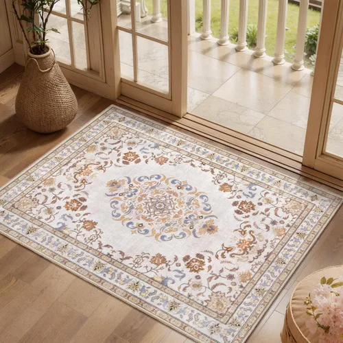 Miniatura 132 de Tangsoo Alfombra lavable para pasillo, antideslizante, 2 x 6 pies, estilo bohemio, floral, vintage, para entrada, suelo suave, para cocina, baño