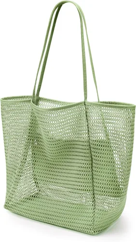 Miniatura 23 de KALIDI Bolso de Mano de Nylon de Playa con Malla, Bolso de Mano Casual Hobo para Mujer, Plegable, MAX 23L, Bolso de Hombro para Playa, Picnic
