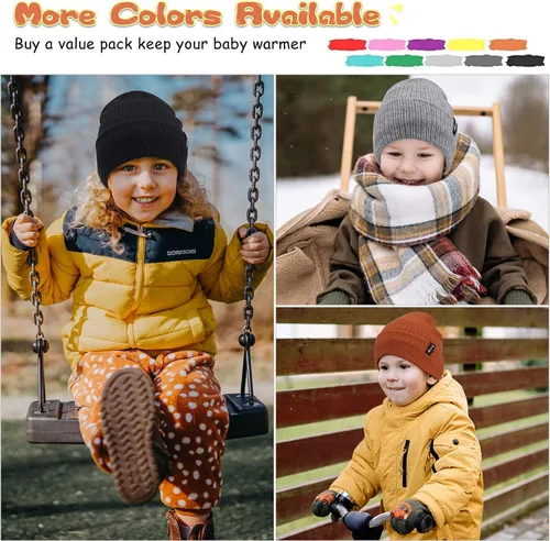 Miniatura 7 de FZ FANTASTIC ZONE 3 Pcs Toddlers Winter Hat Baby Beanie Boys Girls for 0-3 Years Old, Kids Warm Knitted Fleece Infant Hats