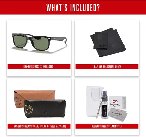 Miniatura 5 de Ray-Ban Junior XS New Wayfarer RJ9052S - Lentes de sol cuadrados para niños y niñas pequeños + paquete con kit DIW