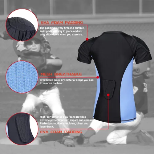 Miniatura 3 de Camisa acolchada de fútbol juvenil con protector de costillas en el pecho, para niños y niñas, camiseta protectora para fútbol, béisbol, sóftbol