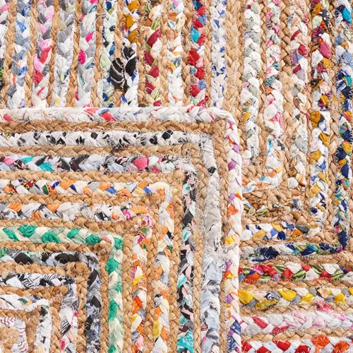 Miniatura 8 de SAFAVIEH Alfombra 8x10 - Colección Cape Cod - Grande - Beige y Multi, Jute y Algodón Hecho a Mano, Diseño Trenzado Tejido (CAP202B)