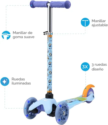 Miniatura 2 de Self Balancing Kick Scooter with Light Up Wheels, Extra Wide Deck, 3 Wheel Platform, Foot Activated Brake, 75 lbs Limit, Kids & Toddlers Girls or
