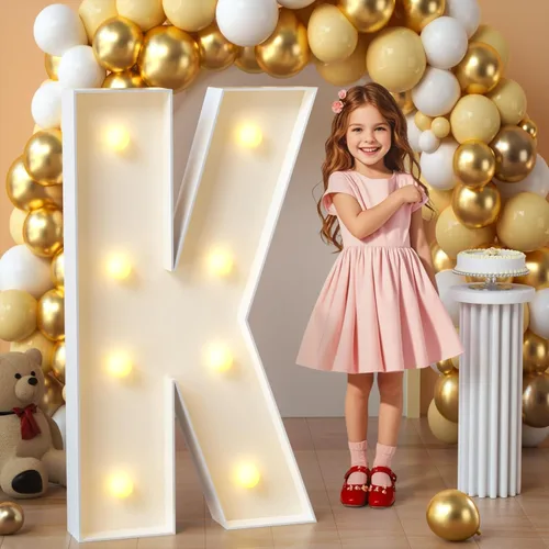 Miniatura 26 de imprsv Letras de marquesina iluminadas, letras de mosaico de 1.2 m con luz para decoración de baby shower, graduación, gran J para decoraciones