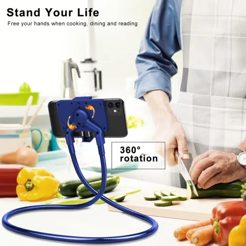 Miniatura 2 de B-Land Soporte para teléfono celular, soporte universal para teléfono móvil, soporte perezoso, soporte de montaje flexible de bricolaje con Azul