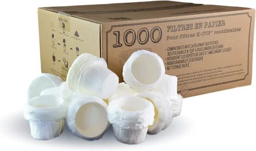 canFly 1000 filtros de papel desechables K-CUP para filtros Keurig de una sola taza compatibles con Ekobrew, EZ-Cup y otros filtros reutilizables
