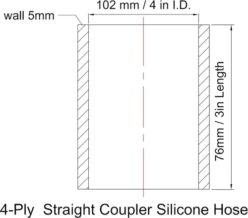Miniatura 4 de Acoplador de manguera de silicona recta de 4 pulgadas de diámetro interior con abrazaderas de manguera de acero inoxidable, acoplamiento de silicona