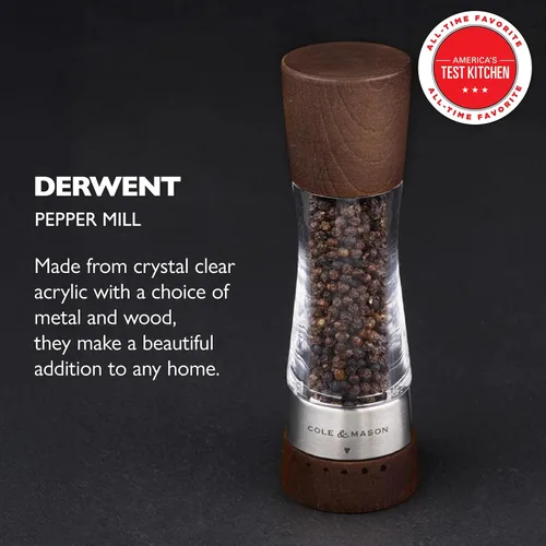 Miniatura 2 de Cole & Mason Derwent Molinillo de Pimienta - Molinillo de Pimienta Recargable con Mecanismos de Precisión Gourmet - Accesorios de Cocina para Madera