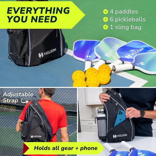 Miniatura 6 de Helium Paletas de pickleball de fibra de carbono profesionales - Certificado USAPA - Textura de alto giro, núcleo de panal ligero Lumina