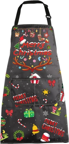 Delantales de Navidad para mujeres y hombres, delantal de cocina de Navidad con bolsillos, regalos de Feliz Navidad, delantal de chef para hornear