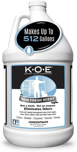 Odorcide K.O.E. Concentrado eliminador de olores frescos – Para olores fuertes en jaulas, suelo y más – No enzimático para el hogar y la perrera –
