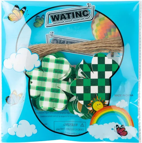 Miniatura 6 de WATINC Paquete de 25 adornos de madera de trébol, estilos clásicos del día de San Patricio, colgante de madera con recortes en forma de trébol