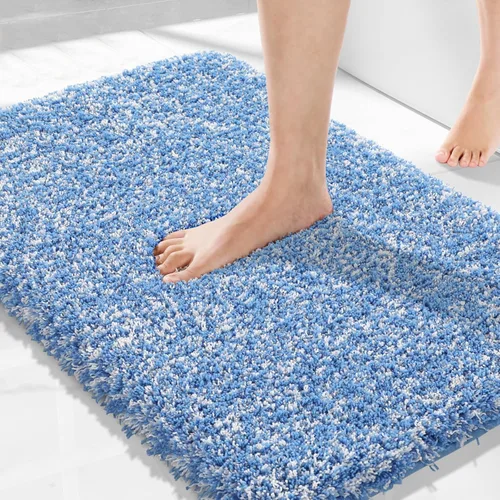 Miniatura 121 de Yimobra Alfombra de baño de felpa esponjosa, súper lanuda suave, cómoda, antideslizante, absorbente de agua, alfombra de baño de microfibra que se