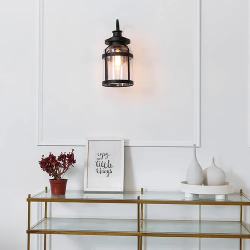 Miniatura 4 de Globe Electric 44791 Apollo - Aplique de pared para exteriores con 1 luz, bronce, pantalla de vidrio sembrado, marrón, bombilla no incluida