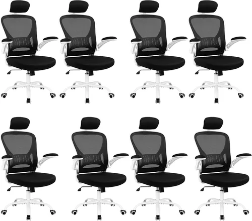 Miniatura 12 de Silla de oficina ergonómica de escritorio, cómoda altura ajustable con ruedas, soporte lumbar de malla giratoria para computadora, silla de oficina