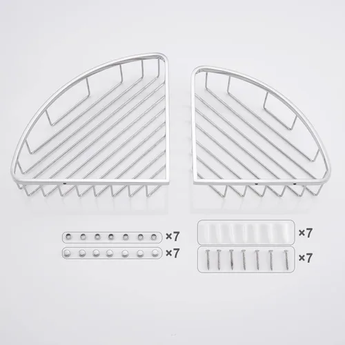 Miniatura 7 de Organizador esquinero para ducha, SUS304 de acero inoxidable resistente a la oxidación, estante de almacenamiento montado en la pared para baño
