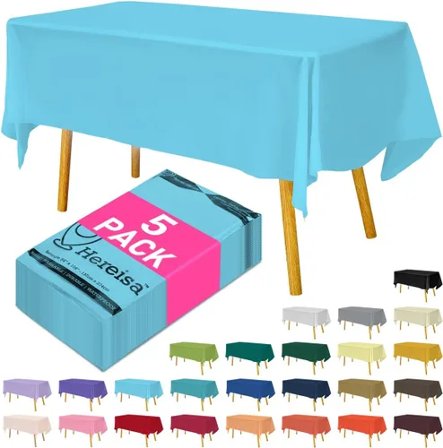 Miniatura 93 de Paquete de 3 manteles de plástico desechables de 54 x 108 pulgadas, manteles de color blanco hueso, manteles de fiesta nupcial para fiestas