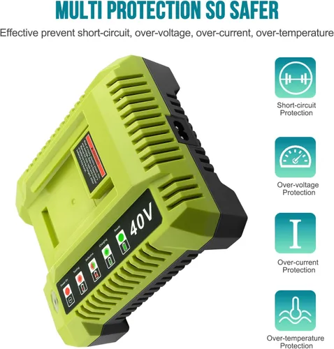 Miniatura 5 de Cargador OP401 de iones de litio de 40 voltios compatible con batería Ryobi de 40 V OP4026 OP40201 OP4040 OP40401 OP4050 OP4050A OP40501 OP40601
