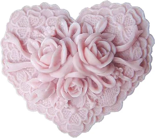 Moldes de jabón de silicona de corazón floral delicado con flores hermosas para hacer jabón, moldes de silicona para chocolate, caramelos, pastel