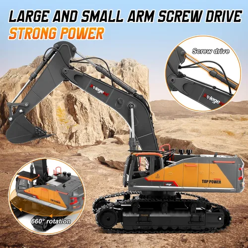 Miniatura 3 de kolegend 1:14 Excavadora RC 25 canales 4 en 1 juguetes de construcción, vehículos de control remoto, tractor, caja de arena, juguetes excavadora