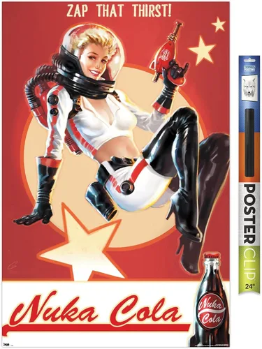 Miniatura 18 de Fallout 4 - Póster de pared de Nuka Cola - Zap That Thirst!, 22.4 pulgadas de largo x 14.7 pulgadas de ancho, versión enmarcada de madera de granero