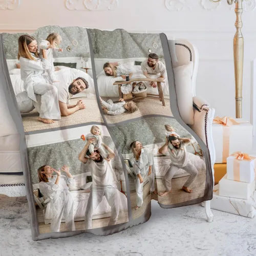 Miniatura 17 de Gowelly Manta personalizada con texto fotográfico, manta personalizada con imágenes para adultos, regalos de aniversario personalizados