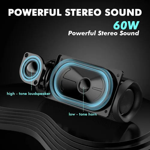 Miniatura 3 de Monster Altavoz Bluetooth, Altavoces Bluetooth Inalámbricos Portátiles para Exteriores, 60W True Wireless Stereo IPX8 Impermeable, Emparejamiento