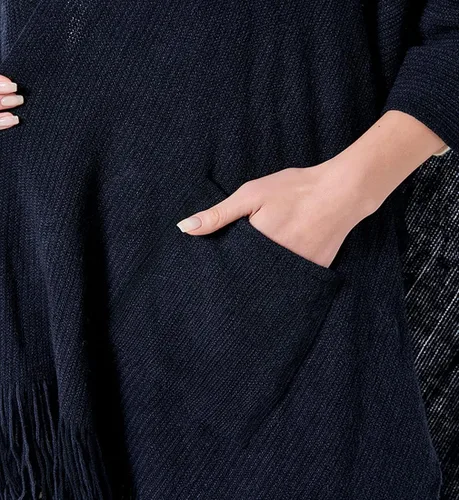 Miniatura 5 de Bonnorth Chal caliente para mujer, abierto Fornt Boho tejer rayas Pashmina Poncho con borla