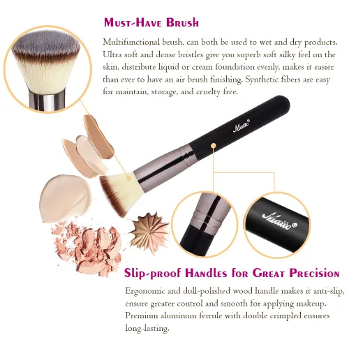 Miniatura 2 de Matto Flat Kabuki - Brocha de maquillaje con parte superior plana para mezcla de base líquida, crema mineral en polvo, 1 unidad