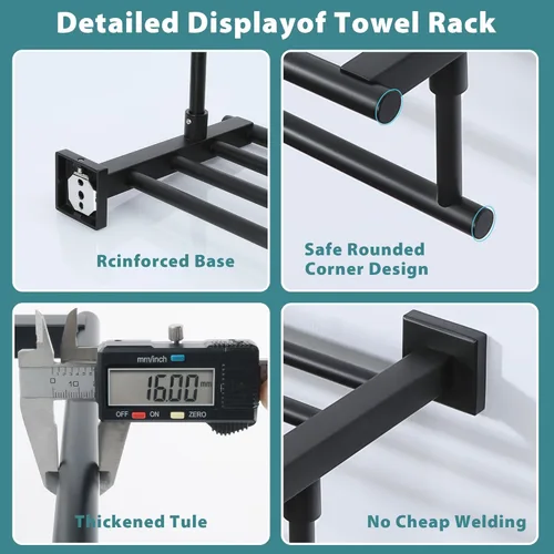 Miniatura 3 de Alise - Toallero de 16 pulgadas para baño, toallero de pared con barras de torre, estante de baño de acero inoxidable SUS 304, soporte de toalla