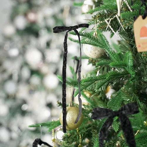 Miniatura 5 de HUIHUANG Cinta de Terciopelo Negro 3/8" Cinta de Terciopelo Arrugado para Adornos de Árbol de Navidad, Envoltura de Regalos, Decoración de Coronas
