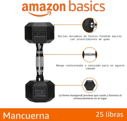 Miniatura 2 de Amazon Basics Rubber Hex Dumbbell Hand