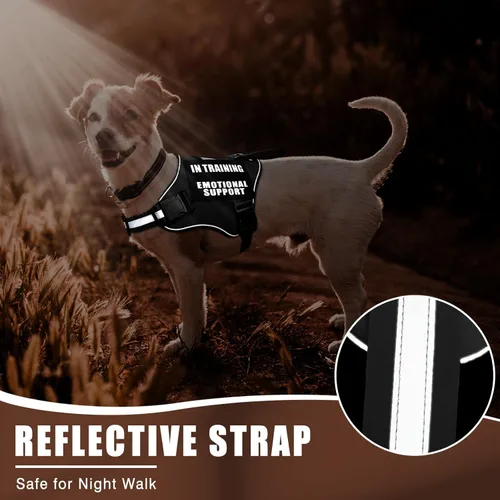 Miniatura 6 de Arnés de chaleco para perro de servicio+Etiqueta de identificación+10 parches, etiqueta de perro de servicio metálica y chaleco reflectante de apoyo