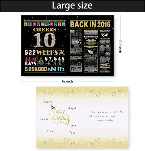 Miniatura 2 de BGTCARDS Tarjeta de cumpleaños número 10, decoraciones de cumpleaños número 10 para niñas y niños, regalos divertidos para hija e hijo, tarjeta
