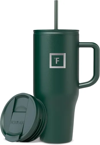 Miniatura 26 de IRON °FLASK Co-Pilot - Vaso aislante de 40 onzas con pajita y tapas abatibles - Botella con portavasos para bebidas frías o calientes - A prueba