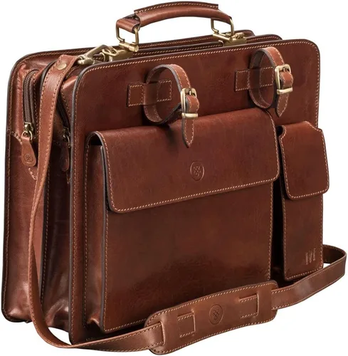 Miniatura 2 de Maxwell Scott - Mens Luxury Italian Leather Large Square Briefcase - Zip Closure - Handmade in Italy - The Alanzo