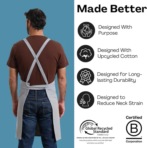 Miniatura 5 de MEEMA Cooking Aprons for Women with Pockets Comfortable One Size Fits All Upcycled Adjustable Cross Back Aprons for Men