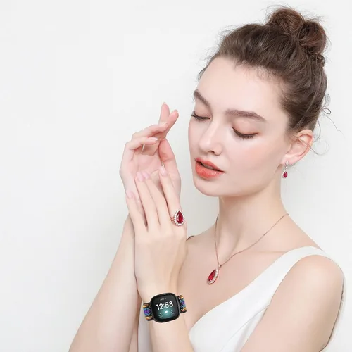 Miniatura 4 de Paquete de 8 bandas elásticas compatibles con Fitbit Versa 3 y Fitbit Versa 4, Fitbit Sense y Fitbit Sense 2, pulsera deportiva ajustable de nailon