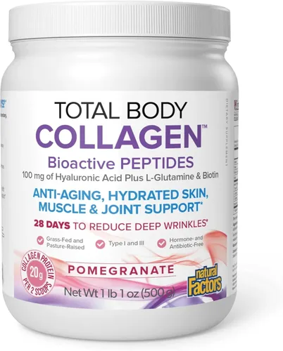Natural Factors Total Body Collagen - Suplemento de colágeno bioactivo para el apoyo al crecimiento del cabello y las uñas - Suplemento para la piel