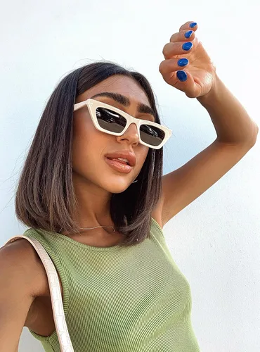 Miniatura 2 de VANLINKER Pequeñas gafas de sol de ojo de gato delgadas de moda para mujer, sombra cuadrada pequeña retro VL9555