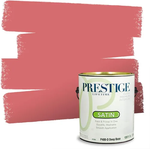 Miniatura 138 de Prestige Paints E100-T-SW6591 Pintura exterior e imprimación en uno, 1 galón, plano, combinación comparable de Sherwin Williams Amaryllis, 1 galón