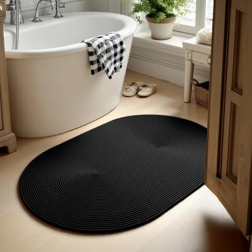 Miniatura 22 de Super Area Rugs Alfombra trenzada beige para cocina de campo, alfombra trenzada duradera para entrada/vestíbulo, ovalada, 3 x 5 pies