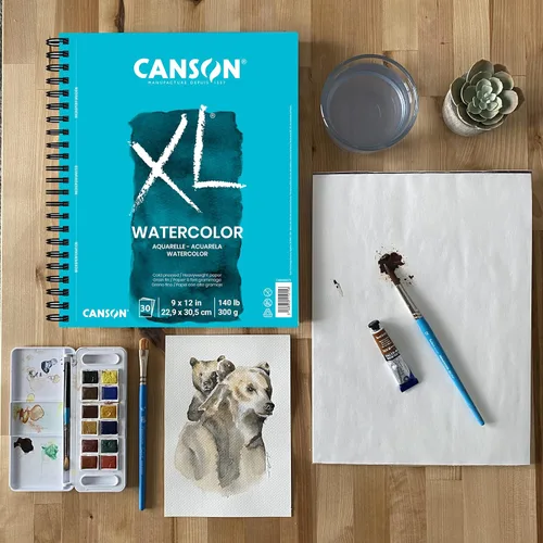 Miniatura 6 de Canson XL Series Cuaderno de acuarela, papel blanco pesado, encuadernación con resorte lateral, 30 hojas, 9x12 pulgadas