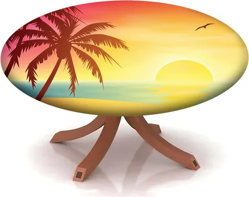 Miniatura 42 de Mantel con patrón de playa, borde elástico, impermeable, lavable, para uso en interiores y exteriores, patio, turquesa aguamarina, para mesas