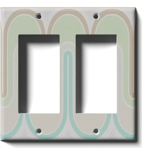 Miniatura 6 de Placa decorativa para cubierta para interruptor de luz, ondas retro verdes, placa de pared de palanca individual Single Toggle