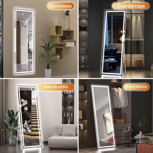 Miniatura 7 de Hasipu Espejo de longitud completa con luces, espejo de piso LED de 56 x 15.8 pulgadas, espejo de cuerpo entero para vestir, espejo montado