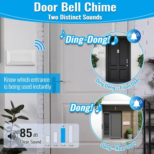 Miniatura 2 de Saillong Timbre de puerta con cable, 16 V 10 VA timbre de puerta delantera y trasera para pared del hogar, compatible con timbre y transformador