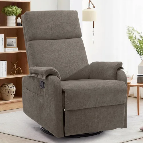 Miniatura 9 de Sillas reclinables Korser, Silla reclinable giratoria para adultos, Silla mecedora Glider, Silla reclinable pequeña para guardería para sala de Beige