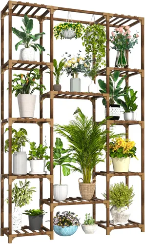 Miniatura 8 de Uneedem Soporte para plantas para interiores y exteriores, estante alto para múltiples plantas, 8 niveles, 12 macetas, estante grande de madera